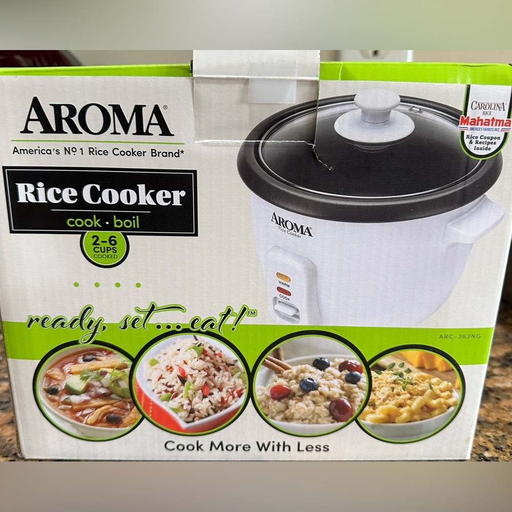 Aroma 2 6 Cup COOKED Cooker Pot Style White Non Stick Cooks and Boils - NEW